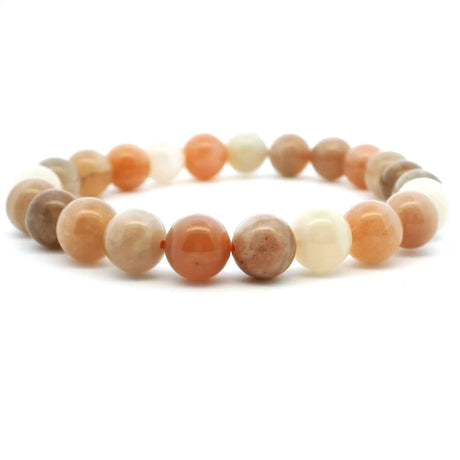 View of Sunstone and Moonstone Beaded Bracelet - 8mm Rounds