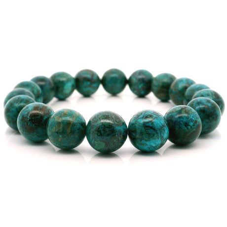 View of Chrysocolla Beaded Bracelet - 12mm Rounds