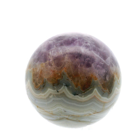 View of Amethyst Sphere with Lucite Ring Stand - Flower Patterns