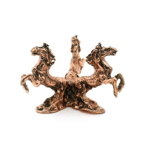 View of Casted Base Metal 3 Horses Sphere Stand - Rose Gold