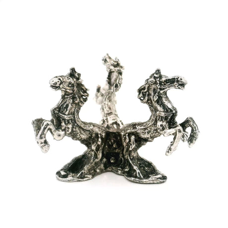 View of Casted Base Metal 3 Horses Sphere Stand - Silver