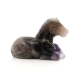 View of Chevron Amethyst Horse Carving - Laying Down Posture