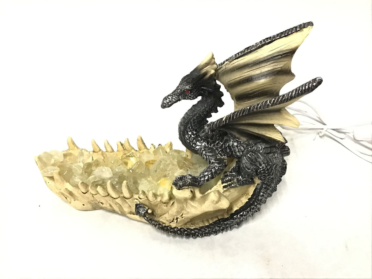 View of Polymer Clay Dragon Table Light with Tumbled Quartz