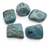Rare Earth Gallery matte finished tumbled larimar stones with unique blue patterns and natural mineral inclusions