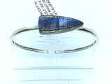 Labradorite Twist Bracelet - East-west Set Pennant Cabochon With Silver Bezel