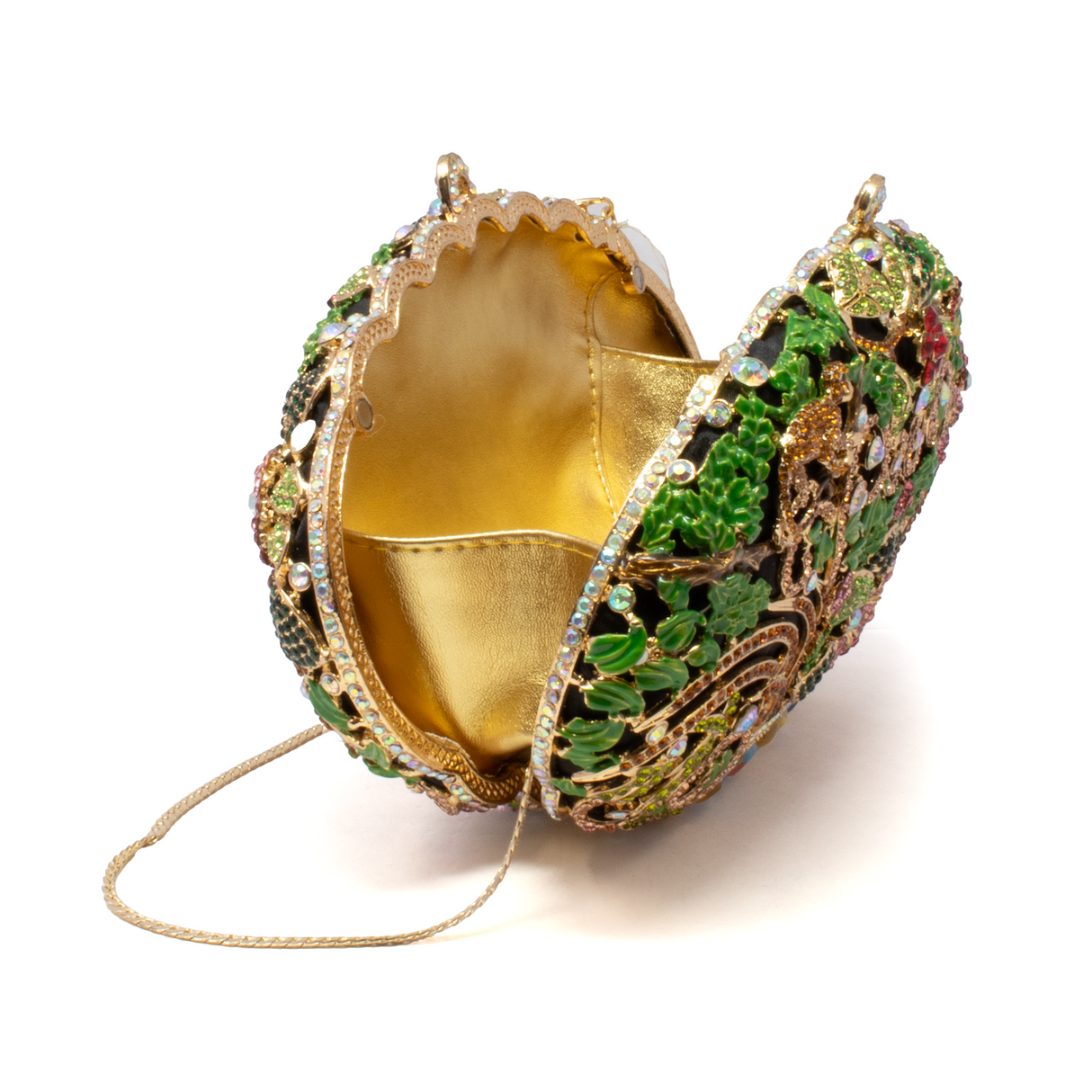 Floral Crystal Purse  with Chain - Multicolor