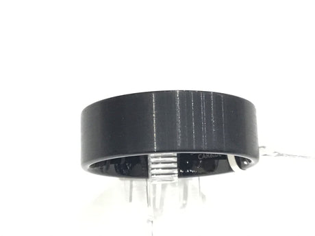 Black brushed tungsten pipe-cut band, size 8.5