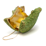Big Leaf Crystal Purse with Chain - Lime Green