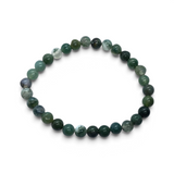 Rare Earth Gallery ocean jasper and grass agate beaded bracelet featuring 6mm round green stones on a white background