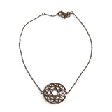 Rare Earth Gallery sterling silver heart chakra choker with rose gold overlay and sacred geometry pendant