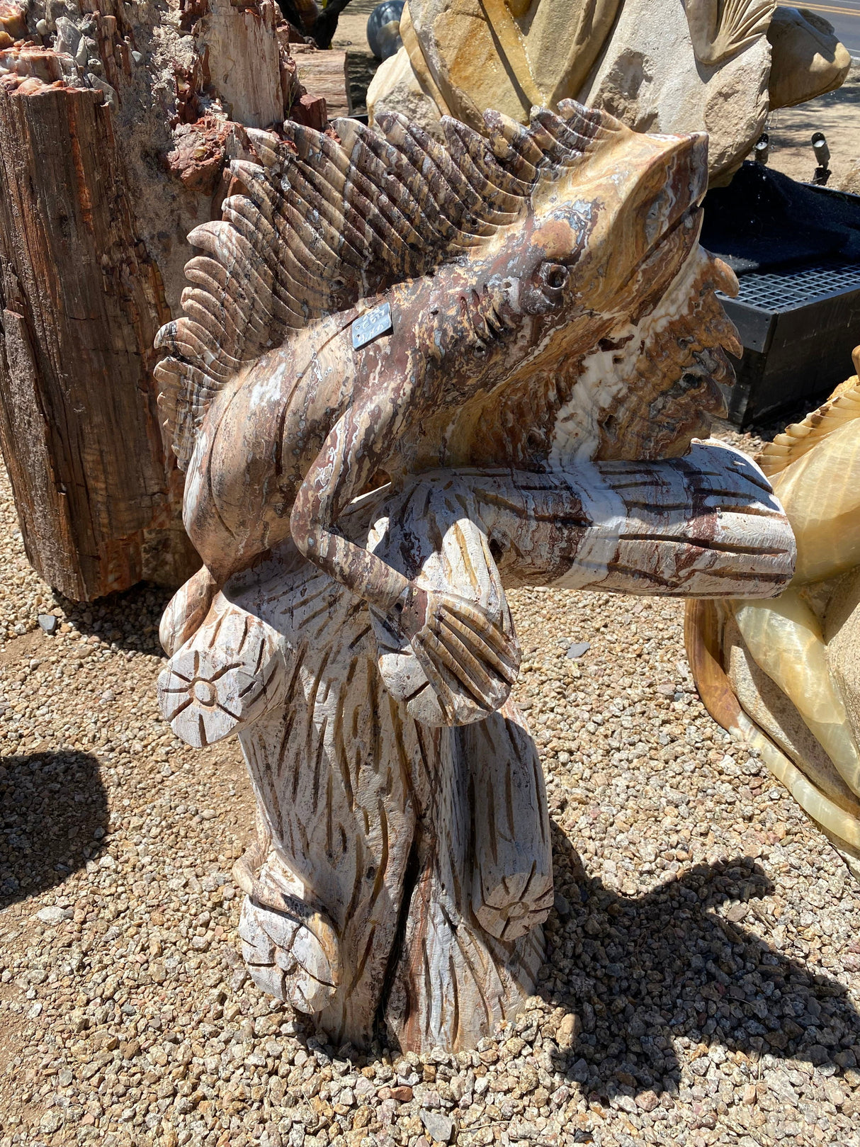 Red Travertine Marble Iguana On Branch