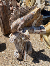 Red Travertine Marble Iguana On Branch