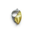 Rare Earth Gallery butterscotch amber freeform pendant set in silver with a half circle and three round cutouts