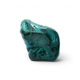 Rare Earth Gallery polished chrysocolla malachite freeform stone with vibrant green wavelike and flowering patterns.