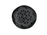 Obsidian Symbol Cabochon - Flower of Life in Flower - Sacred Geometry