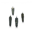 Rare Earth Gallery pyrite crystal pendants with silver wire wrapping in a hexagonal point shape