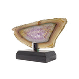 Agate Slice - Amethyst with Brown & Green Accents on Wooden Screw Stand