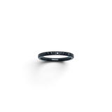 Rare Earth Gallery 2mm titanium ring with black IP plating and half-set black cubic zirconia stones
