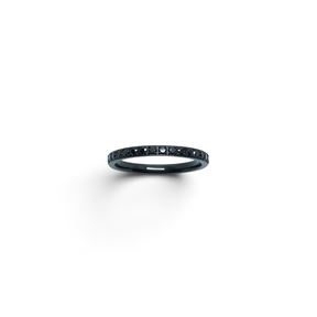 Rare Earth Gallery 2mm titanium ring with black IP plating and half-set black cubic zirconia stones
