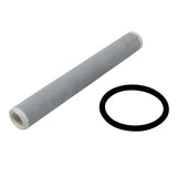 Suede-covered friction mallet and black rubber grip ring for the crystal singing bowl