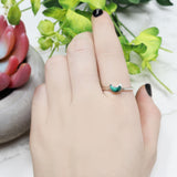 Crescent Moon Malachite Ring with Silver Bezel