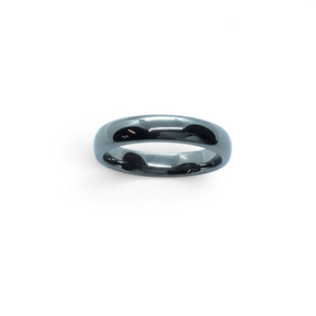 Rare Earth Gallery 4mm polished domed tungsten ring with a smooth reflective finish