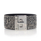 Narrow Crystal Wrap Bracelet - Gray Angular Shapes with Magnetic Clasp