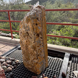 Gray Gold Onyx Fountain - Swiss Cheese Pattern with 1 Cut Side