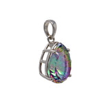 Mystic Topaz Pendant - Faceted Pear with Cutout Raised Bezel - Prong Set