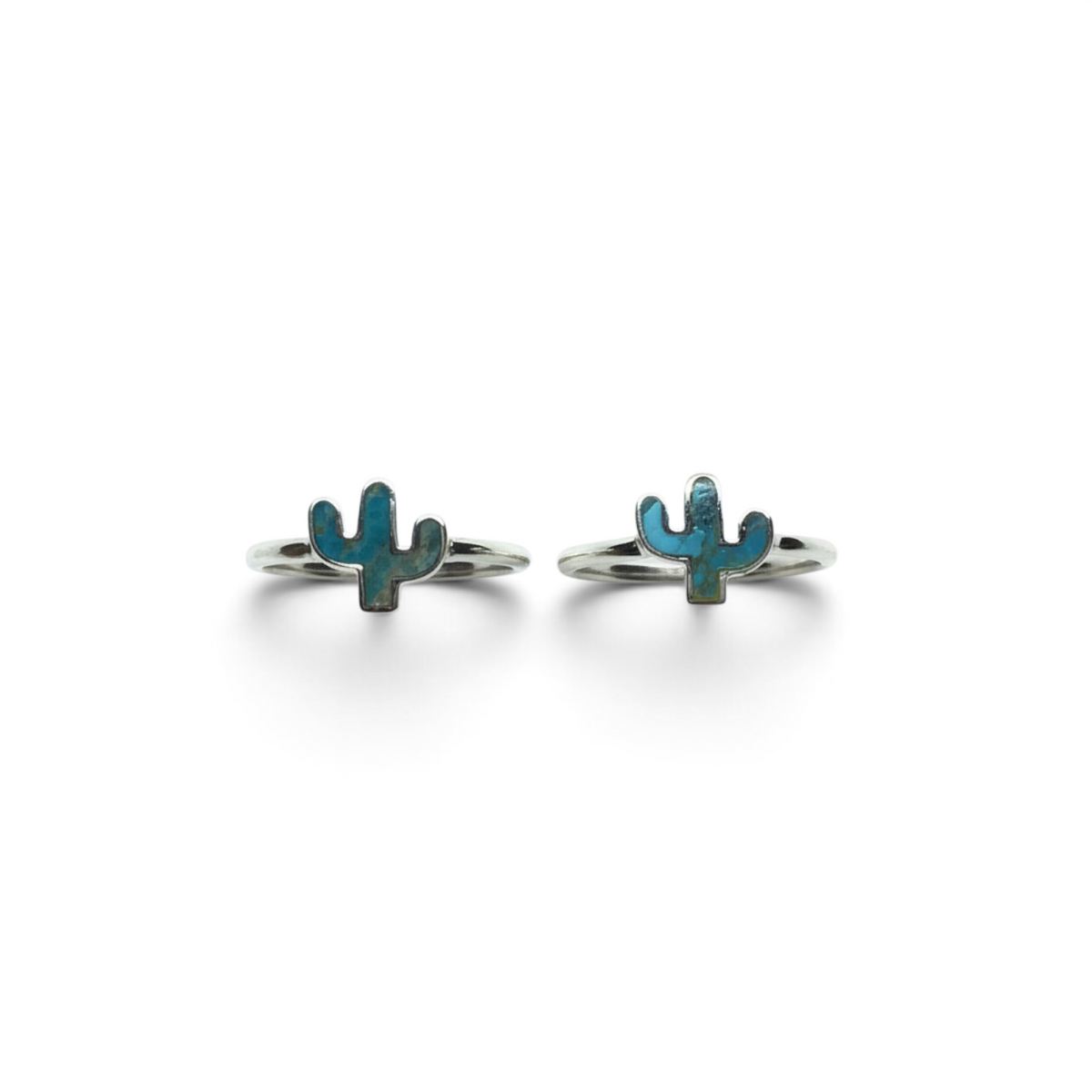 Rare Earth Gallery sterling silver ring featuring a turquoise cactus inlay in a simple bezel setting