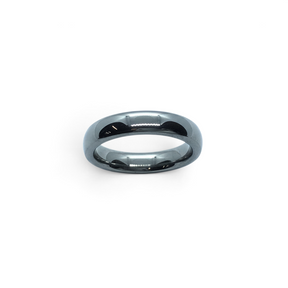 Rare Earth Gallery 4mm polished domed tungsten ring with a smooth metallic finish