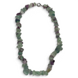 Rare Earth Gallery rainbow fluorite chunky chip choker necklace featuring polished green and purple gemstone beads
