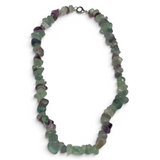 Rare Earth Gallery rainbow fluorite chunky chip choker necklace featuring polished green and purple gemstone beads