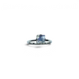 Rare Earth Gallery square labradorite ring with a prong setting on a simple silver band