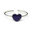 Rare Earth Gallery lapis lazuli heart bangle bracelet with a polished silver bezel and twist band design.