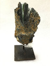 Vivianite Crystal Cluster In Matrix Geode With Orbs On Custom Stand