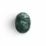 Bague Séraphinite - Cabochon ovale simple avec sertissage et anneau en argent sterling 925 taille 9