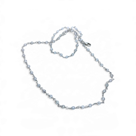 Rare Earth Gallery 18-inch necklace featuring delicate quartz crystal beads on a fine silver chain.