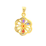 7 Chakra Flower Pendant with Faceted Stones Prong Set with Gold Overlay in 925 Sterling Silver