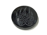Obsidian Symbol Cabochon - Wolf Paw with Celtic Symbols -Sacred Geometry