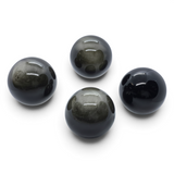 Rare Earth Gallery polished goldsheen obsidian spheres showing natural metallic golden sheen against white background