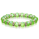Peridot green faceted crystal stretch bracelet with sparkling rhinestone rondelle spacers