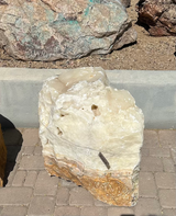 Ice Onyx Boulder Fountain - 2 Holes & Brown Travertine Bottom