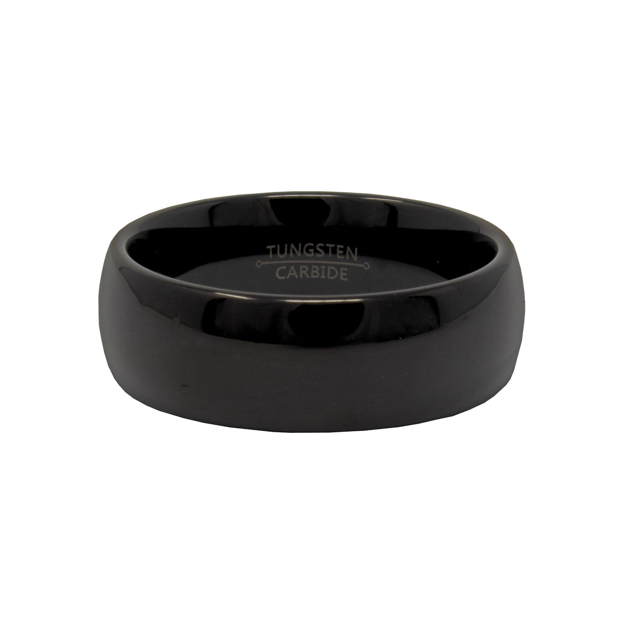 8mm Tungsten Ring - Black High Polish Domed