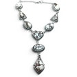 Rare Earth Gallery lavalier necklace featuring geometric Wild Horse Howlite cabochons set in 925 sterling silver rope.