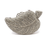 Big Leaf Crystal Purse with Chain - Clear & Silver