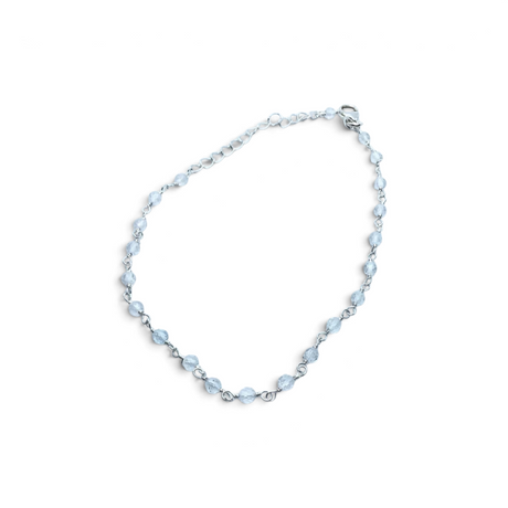Rare Earth Gallery 8-inch bracelet featuring faceted quartz crystal beads linked by a delicate silver chain