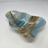 Blue Calcite Banded Freeform Dish with Deep Hues