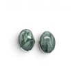 View of Seraphinite Stud Earrings - Simple Oval Cabochon With Silver Bezel