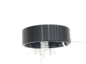 Black brushed flat pipe-cut tungsten band, 9mm, size 9